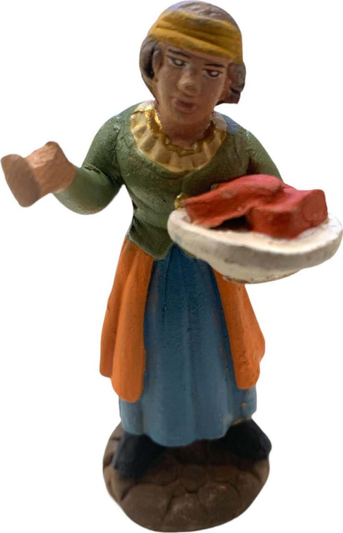 Donna con vassoio e carne statuetta in terracotta artigianale per presepe napoletano da h 7 cm Casa e cucina/Decorazioni per interni/Addobbi e decorazioni per ricorrenze/Decorazioni natalizie/Presepi/Statuine e fondali per il presepe MagiediNatale.it - Altamura, Commerciovirtuoso.it