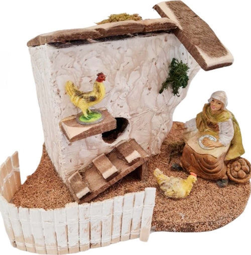 Donna nel pollaio paesaggio decorazione mestiere per presepe natalizio Casa e cucina/Decorazioni per interni/Addobbi e decorazioni per ricorrenze/Decorazioni natalizie/Presepi/Statuine e fondali per il presepe MagiediNatale.it - Altamura, Commerciovirtuoso.it