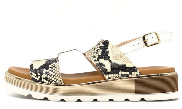 DONNA SOFT Sandali pelle bianca pitone old roccia