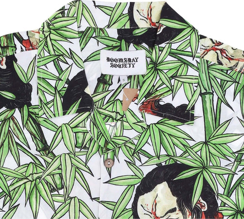 DOOMSDAY-Camicia-Manica-Corta-Uomo-Bamboo-Shirt-White-All-Over-Print-da-uomo