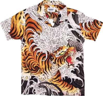 DOOMSDAY-Camicia-Manica-Corta-Uomo-Biotiger-Shirt-White-All-Over-Print-da-uomo