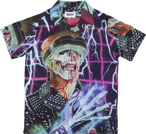 DOOMSDAY-Camicia-Manica-Corta-Uomo-Death-Glove-Shirt-All-Over-Print-da-uomo