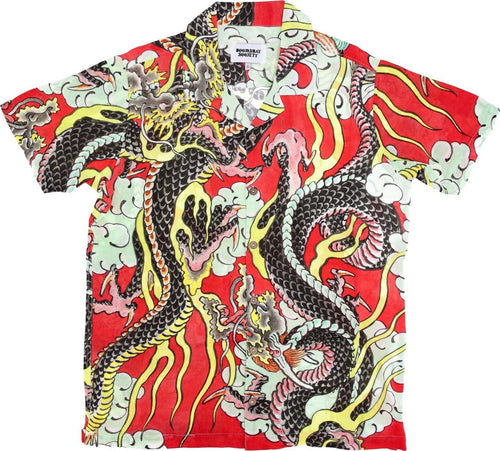 DOOMSDAY-Camicia-Manica-Corta-Uomo-Dungeon-Shirt-Red-All-Over-Print-da-uomo
