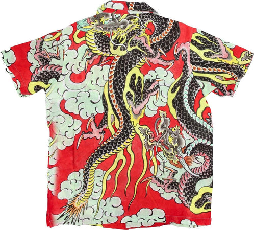 DOOMSDAY-Camicia-Manica-Corta-Uomo-Dungeon-Shirt-Red-All-Over-Print-da-uomo