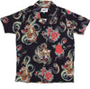 DOOMSDAY-Camicia-Manica-Corta-Uomo-Tigersnake-Shirt-Black-All-Over-Print-da-uomo