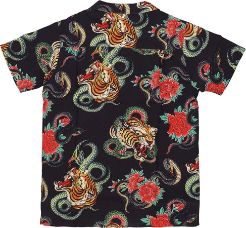 DOOMSDAY-Camicia-Manica-Corta-Uomo-Tigersnake-Shirt-Black-All-Over-Print-da-uomo