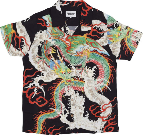 DOOMSDAY-Camicia-Manica-Corta-Uomo-Water-Dragon-Shirt-All-Over-Print-da-uomo