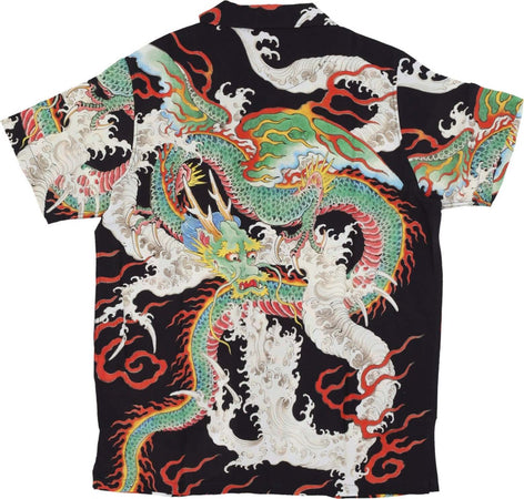 DOOMSDAY-Camicia-Manica-Corta-Uomo-Water-Dragon-Shirt-All-Over-Print-da-uomo