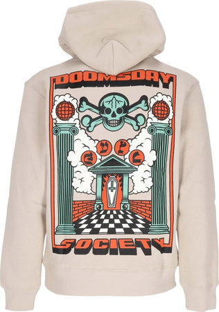 DOOMSDAY-Felpa-Cappuccio-Uomo-Lodge-Of-Darkness-Hoodie-Cream-da-uomo