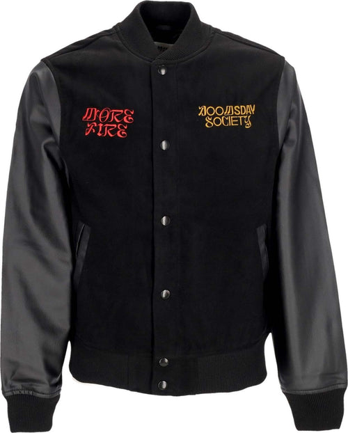 DOOMSDAY-Giubbotto-College-Uomo-More-Fire-Varsity-Jacket-Black-da-uomo