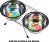 Doppia-Ciotola-Con-Supporto-Per-Cani-2x550ml-Per-Cibo-Acqua-Crocchette-Acciaio