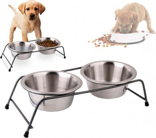 DOPPIA CIOTOLA CON SUPPORTO RIALZATO PER CANI CANE GATTO IN ACCIAIO ALZACIOTOLE ALZA CIOTOLE ANTISCIVOLO Prodotti per animali domestici/Cani/Ciotole e distributori/Ciotole rialzate Trade Shop italia - Napoli, Commerciovirtuoso.it