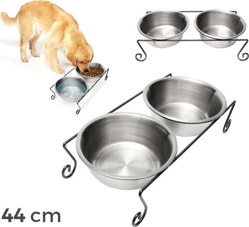Doppia Ciotola Per Cane Cani In Acciaio Con Supporto Rialzato 44 X 21 X 11 Cm Prodotti per animali domestici/Cani/Ciotole e distributori/Ciotole rialzate Trade Shop italia - Napoli, Commerciovirtuoso.it