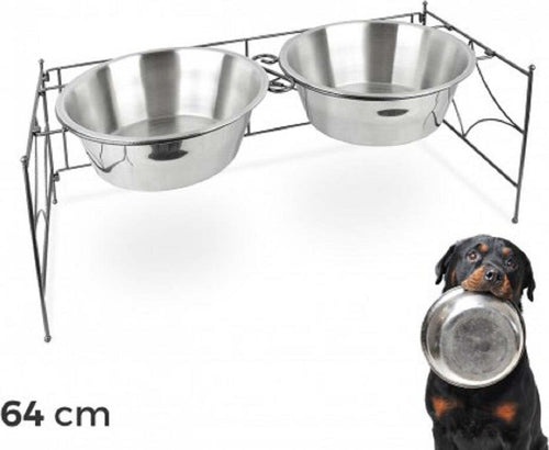 Doppia Ciotola Per Cane Cani In Acciaio Con Supporto Rialzato 44 X 21,5 X 11 Cm Prodotti per animali > Prodotti per Cani > Ciotole e Biberon Trade Shop italia - Napoli, Commerciovirtuoso.it