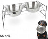 Doppia-Ciotola-Per-Cane-Cani-In-Acciaio-Con-Supporto-Rialzato-44-X-21,5-X-11-Cm
