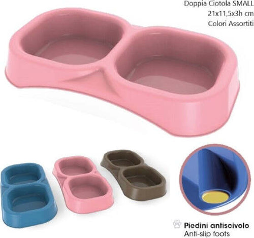 Doppia-Ciotola-Per-Cane-Small-Antiscivolo-Cibo-E-Acqua-Vari-Colori