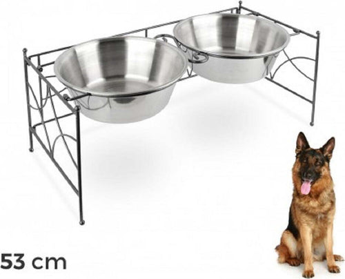 Doppia Ciotola Per Cani Cane In Acciaio Con Supporto Rialzato 53 X 22 Cm Prodotti per animali domestici/Cani/Ciotole e distributori/Ciotole rialzate Trade Shop italia - Napoli, Commerciovirtuoso.it