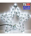 Doppia Stella Natalizia Luminosa 75 Led Colore Bianco 55x55 Cm Per Uso Esterno