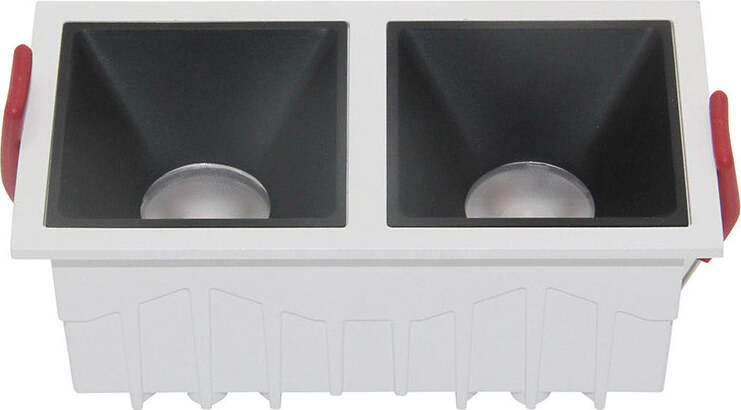 Doppio-Faretto-Da-Incasso-Moderno-Alfa-Alluminio-Bianco-Diffusori-Vetro-Bianco