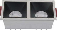 Doppio-Faretto-Da-Incasso-Moderno-Alfa-Led-Alluminio-Bianco-15W-Diffusori-Neri