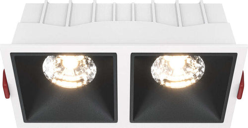 Doppio-Faretto-Da-Incasso-Moderno-Alfa-Led-Alluminio-Bianco-15W-Luce-Calda-Dimm.