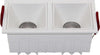 Doppio-Faretto-Da-Incasso-Moderno-Alfa-Led-Alluminio-Bianco-Diffusori-Bianchi