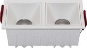 Doppio-Faretto-Da-Incasso-Moderno-Alfa-Led-Alluminio-Bianco-Diffusori-Bianchi