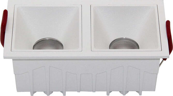 Doppio-Faretto-Da-Incasso-Moderno-Alfa-Led-Alluminio-Bianco-Diffusori-Bianchi