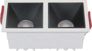 Doppio-Faretto-Da-Incasso-Moderno-Alfa-Led-Alluminio-Bianco-Diffusori-Neri-10W