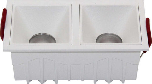 Doppio-Faretto-Da-Incasso-Moderno-Alfa-Led-Alluminio-Bianco