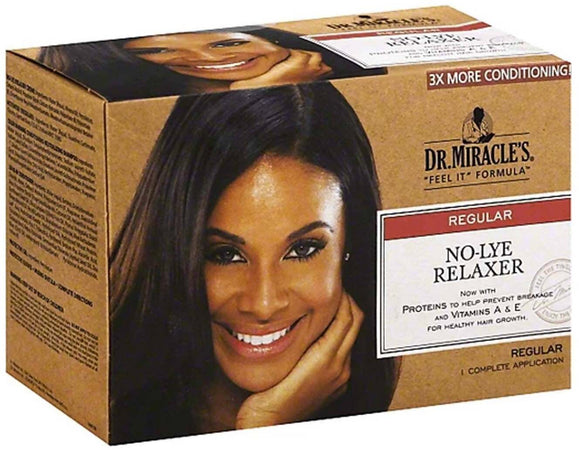Dr. Miracle's Feel It Formula  No-Lye Relaxer, Regular Kit Idratante per Capelli Più Lisci Anti Rottura Kit Capelli Più Forti Con Shampoo, Balsamo E Accessori