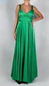 Dramée-Abito-In-Satin-Verde-Lungo-in-Seta-Donna