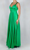 Dramée-Abito-In-Satin-Verde-Lungo-in-Seta-Donna