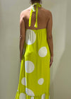 Dramee-Vestito-Lungo-Donna-Con-Cintura-A-Pois-Lime