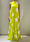 Dramee-Vestito-Lungo-Donna-Con-Cintura-A-Pois-Lime