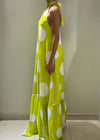 Dramee-Vestito-Lungo-Donna-Con-Cintura-A-Pois-Lime