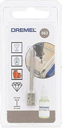 DREMEL---SET-FORATURA-VETRO-BIT-DIAMANTATO-E-FLUIDO-ART.662