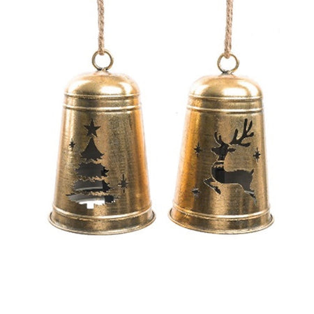 Campana di natale decorata in metallo per decorazioni natalizie