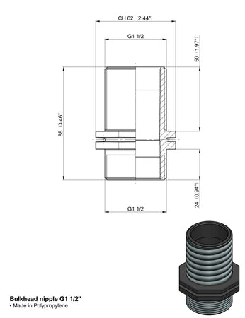 NIPPLO 1"1/2 FILETTO LUNGO confezione da 10 pezzi