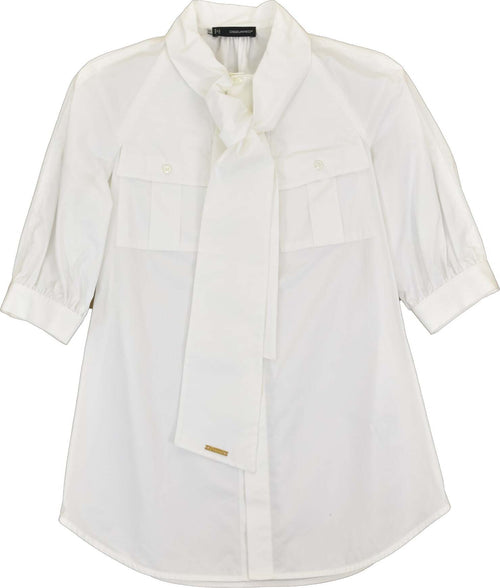 Dsquared-2-Camicia-Donna-Bianca-Cotone-Bottoni-Tasche-Mod.S72DL0261S35244010-da-donna