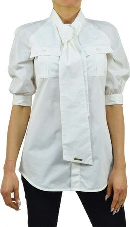 Dsquared-2-Camicia-Donna-Bianca-Cotone-Bottoni-Tasche-Mod.S72DL0261S35244010-da-donna