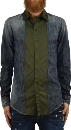 Dsquared-2-Camicia-Jeans-Blu-Uomo-Inserto-Tessuto-Mod.S74DL0570S30114470-da-uomo
