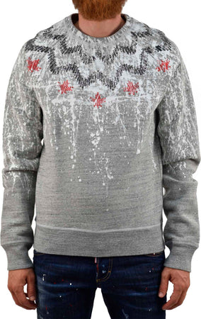 Dsquared-2-Felpa-Grigia-Uomo-Cotone-Stampa-Crack-Mod.S71GU0001S25148858M-da-uomo