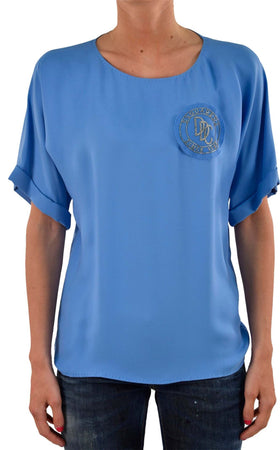 Dsquared-2-T-Shirt-Blu-Donna-Seta-Logo-Mod.S75NC0347S41339083-da-donna
