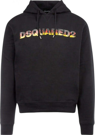 Dsquared2-Felpa-Uomo-Con-Cappuccio-Nera-Maxi-Logo-S74gu0350