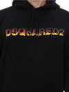 Dsquared2-Felpa-Uomo-Con-Cappuccio-Nera-Maxi-Logo-S74gu0350