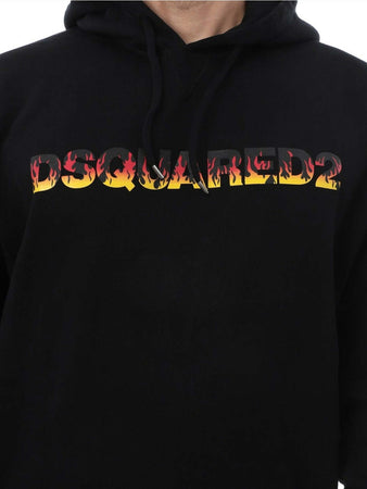 Dsquared2-Felpa-Uomo-Con-Cappuccio-Nera-Maxi-Logo-S74gu0350