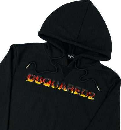Dsquared2-Felpa-Uomo-Con-Cappuccio-Nera-Maxi-Logo-S74gu0350