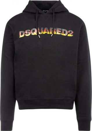 Dsquared2-Felpa-Uomo-Con-Cappuccio-Nera-Maxi-Logo-S74gu0350