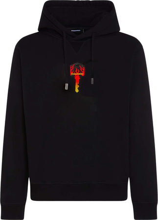 Dsquared2-Felpa-Uomo-Nera-Flame-Key-Hoodie-Black-con-Cappuccio-S74GU0349